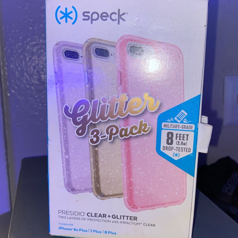 Speck Glitter 3-Pack iPhone Cases - Pink, Gold, Purple.